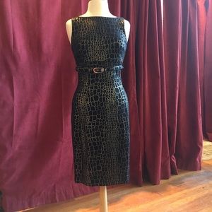 Black dress with gold print